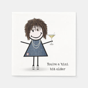 Birthday Stick Figure Girl with Martini Napkins