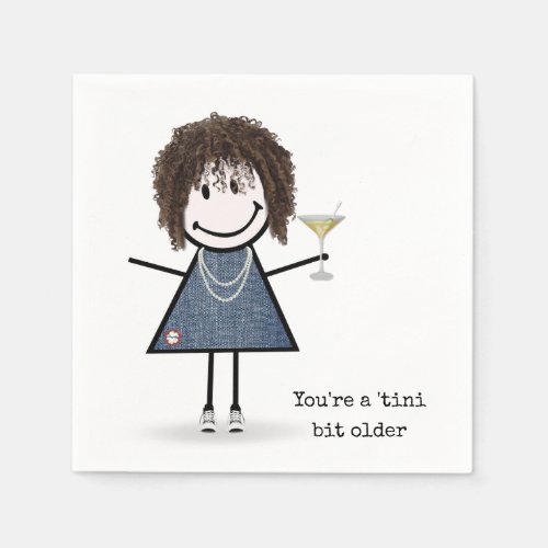 Birthday Stick Figure Girl with Martini Napkins