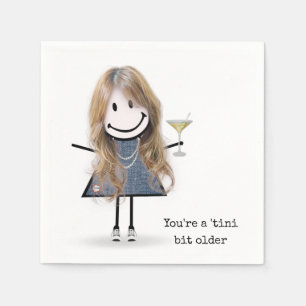 Birthday Stick Figure Girl with Martini Napkins