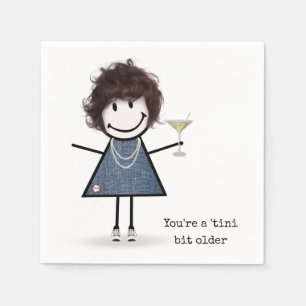 Birthday Stick Figure Girl with Martini Napkins
