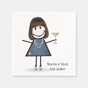 Birthday Stick Figure Girl with Martini Napkins