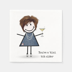 Birthday Stick Figure Girl with Martini Napkins