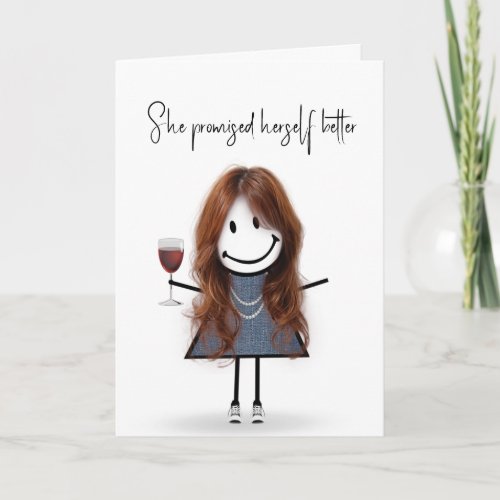 Birthday Stick Figure Girl with Sneakers Card