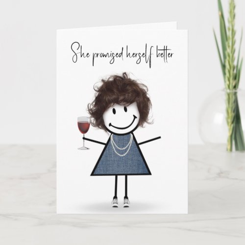 Birthday Stick Figure Girl with Sneakers Card