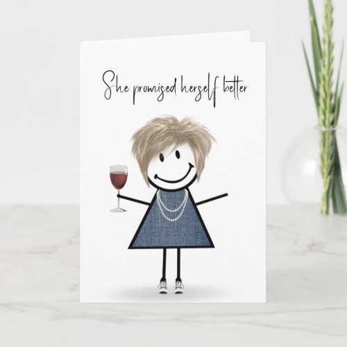 Birthday Stick Figure Girl with Sneakers Card