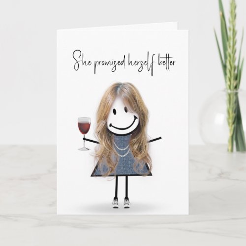 Birthday Stick Figure Girl with Sneakers Card