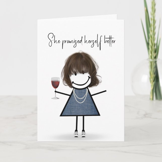 Birthday Stick Figure Girl with Sneakers Card (Front)