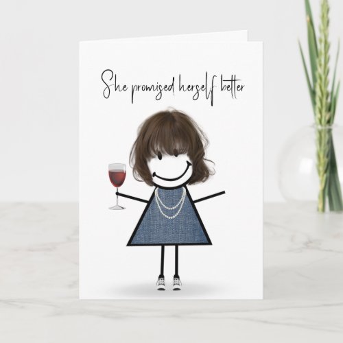 Birthday Stick Figure Girl with Sneakers Card