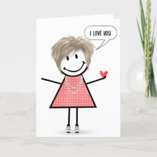 Birthday Stick Figure Girl With Speech Bubble Card