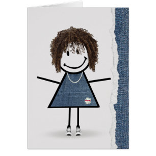 Birthday Stick Girl with Sneakers Cards