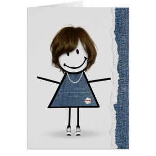 Birthday Stick Girl with Sneakers Cards