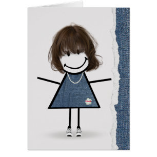 Birthday Stick Girl with Sneakers Cards