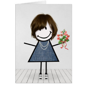 Birthday Stick Girl with Sneakers Cards