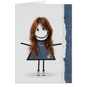 Birthday Stick Girl with Sneakers Cards