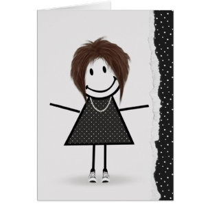 Birthday Stick Girl with Sneakers Cards