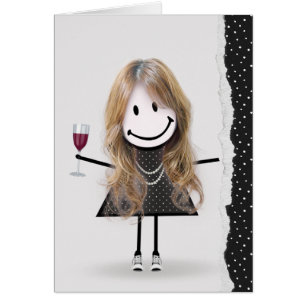 Birthday Stick Girl with Wine and Sneakers