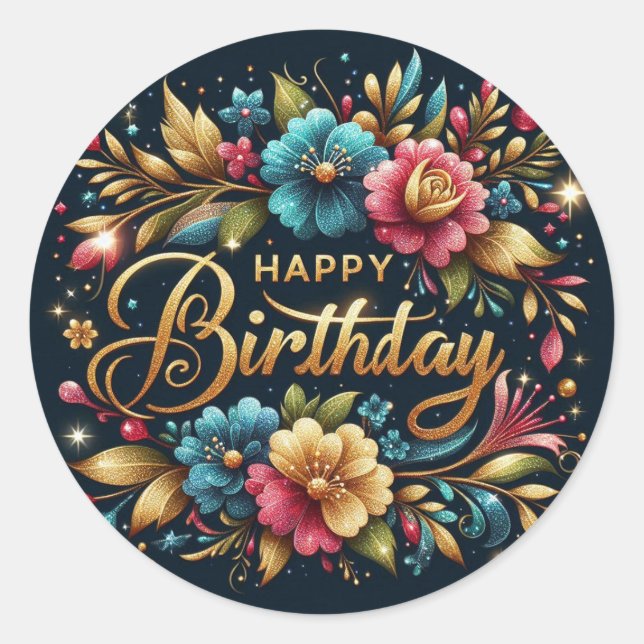 Birthday sticker : black golden  (Front)