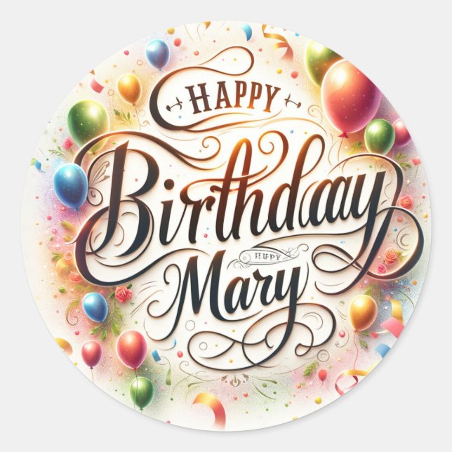Birthday sticker for the name mary (Front)