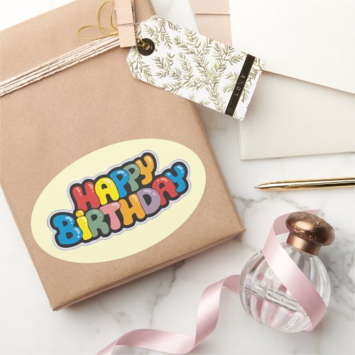 Birthday Sticker with Colored Text