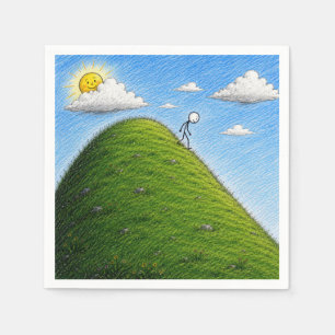 Birthday Stickman Over the Hill Napkins