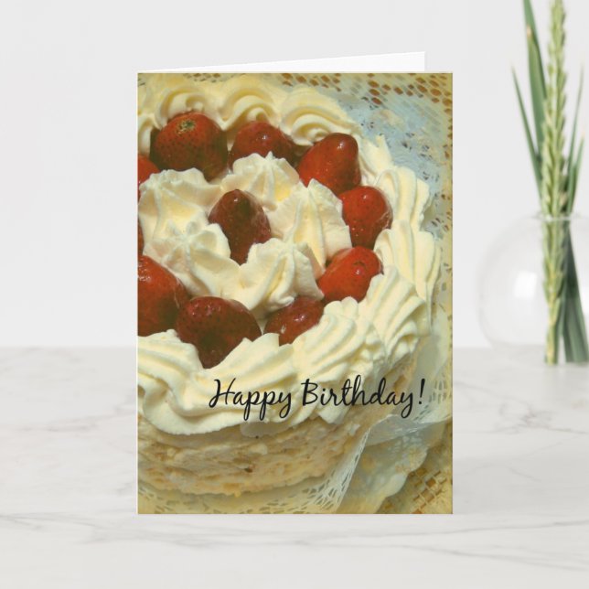 Birthday Strawberry Cake Card (Front)