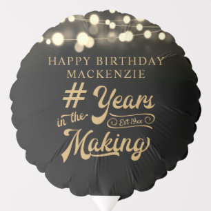 Birthday String Lights Gold Years in the Making  Balloon