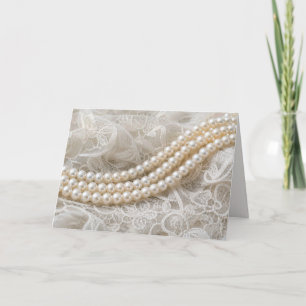 Birthday String of Pearls on Ivory Lace Card