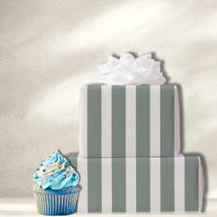 Birthday Stripe Sage Green Party Cabana Preppy Wrapping Paper