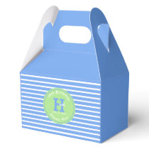 Birthday Stripes Blue⎮White Green Favor Box