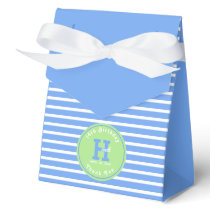 Birthday Stripes Blue⎮White Green Favor Box