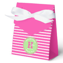 Birthday Stripes Pink⎮White Green Favor Box