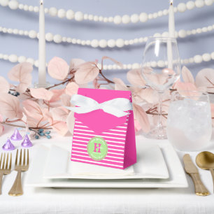 Birthday Stripes Pink⎮White Green Favor Box