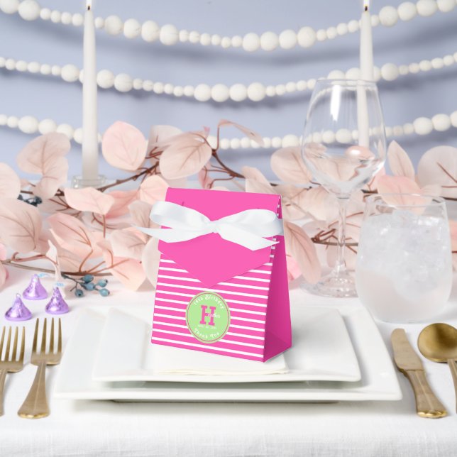Birthday Stripes Pink⎮White Green Favor Box (Wedding)