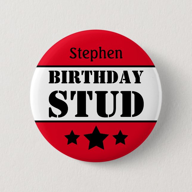 Birthday Stud Personalized Button (Front)