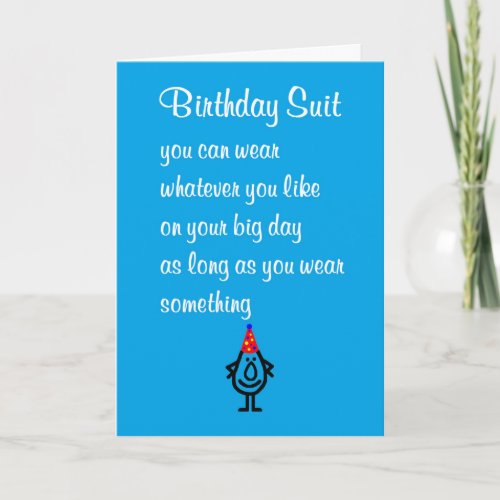 Birthday Suit a funny Happy Birthday poem Card