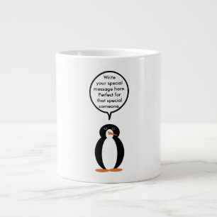 Birthday Suit Talking Ms. Penguin Personalized Giant Coffee Mug