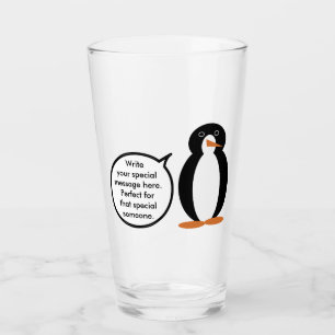 Birthday Suit Talking Ms. Penguin Personalized Glass