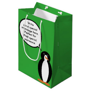 Birthday Suit Talking Ms. Penguin Personalized Medium Gift Bag