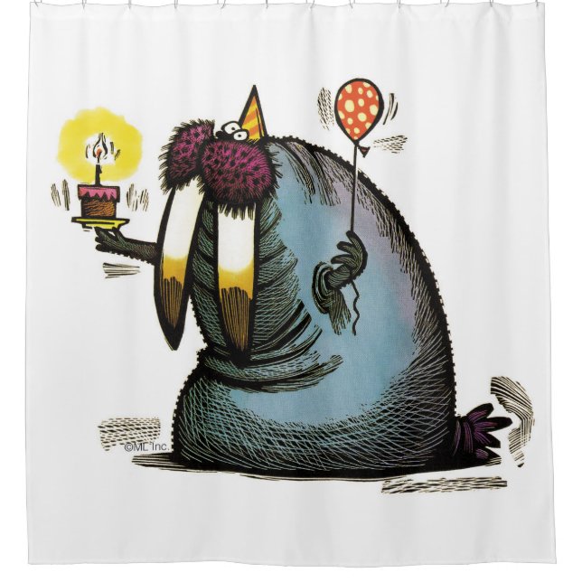 Birthday Suit Walrus  Shower Curtain (Front)