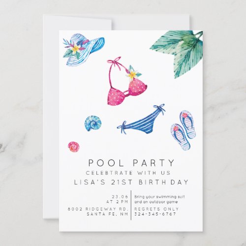 birthday summer pool party invitation