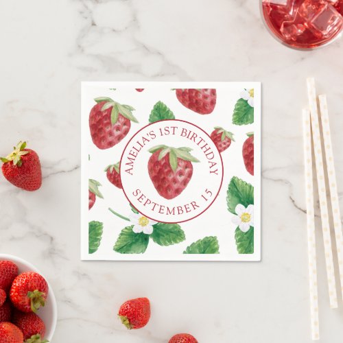 Birthday Summer Strawberry Berry Sweet   Napkins