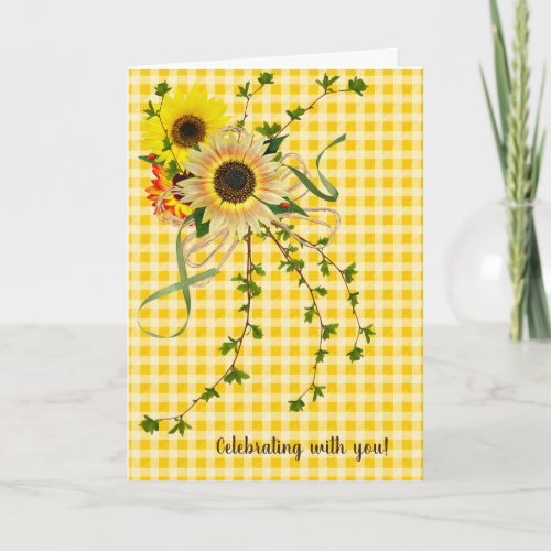 birthday sunflower and ivy bouquet card