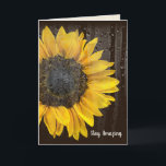 Birthday Sunflower with Raindrops Card<br><div class="desc">Bright yellow sunflower with raindrops on glass for granddaughter's birthday.
Text can be edited.</div>