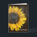 Birthday Sunflower with Raindrops Card<br><div class="desc">Bright yellow sunflower with raindrops on glass for granddaughter's birthday.
Text can be edited.</div>