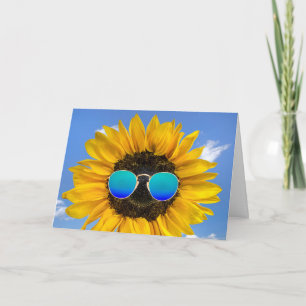 Birthday Sunflower with Retro Sunglasses Card