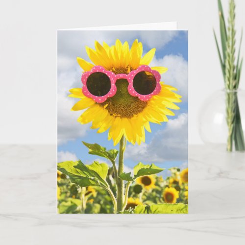 Birthday Sunflower With Sunglasses Card