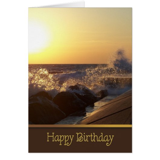 birthday sunset over beach rocks cards (Front)