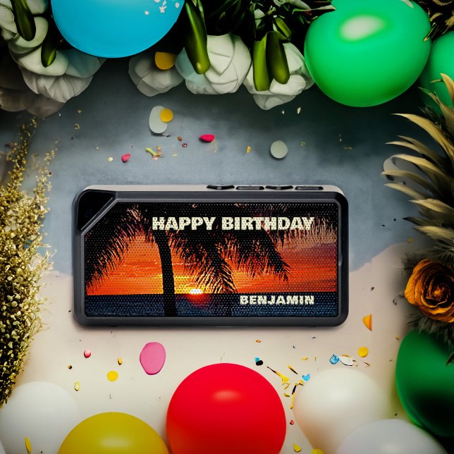  Birthday Sunset Tropical Palms Photo Personalize Bluetooth Speaker (Birthday Sunset Tropical Palms Photo Personalize Bluetooth Speaker)