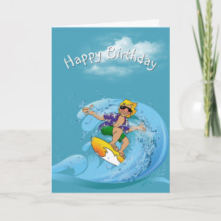 Birthday Surfer on Wave  Card