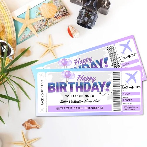 Birthday Surprise Flight Gift Ticket Template